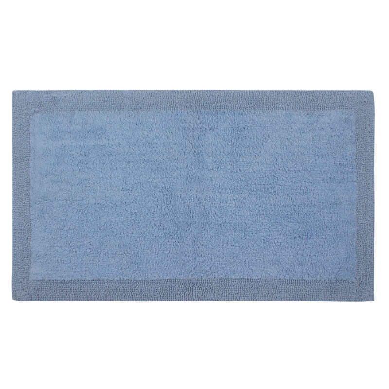 Bruss Luxury Solid Color Bath Rug Reversible, Blue, 24" W x 40" L