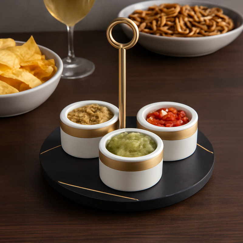 Shelese Ceramic Condiment Set, Black