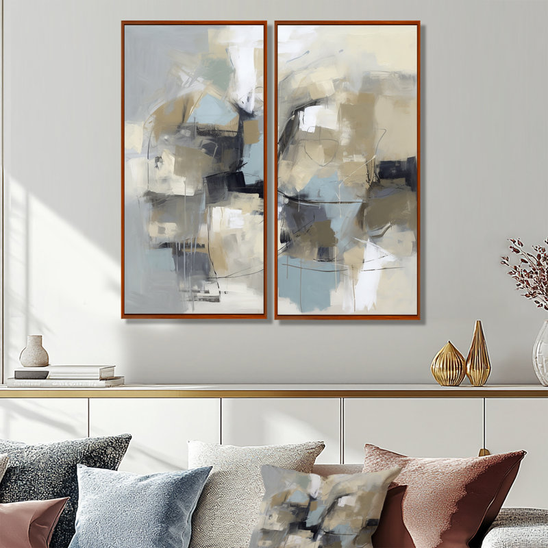 Beige et gris, créativité sans limite I - art mural beige, H 40 po x l 40 po, Impression encadrée flottante, Brun