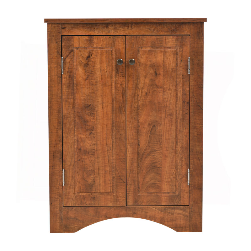 Brown Triangle Bathroom Storage Cabinet With Adjustable Shelves, Freestanding Floor Cabinet For Home Kitchen, Brown