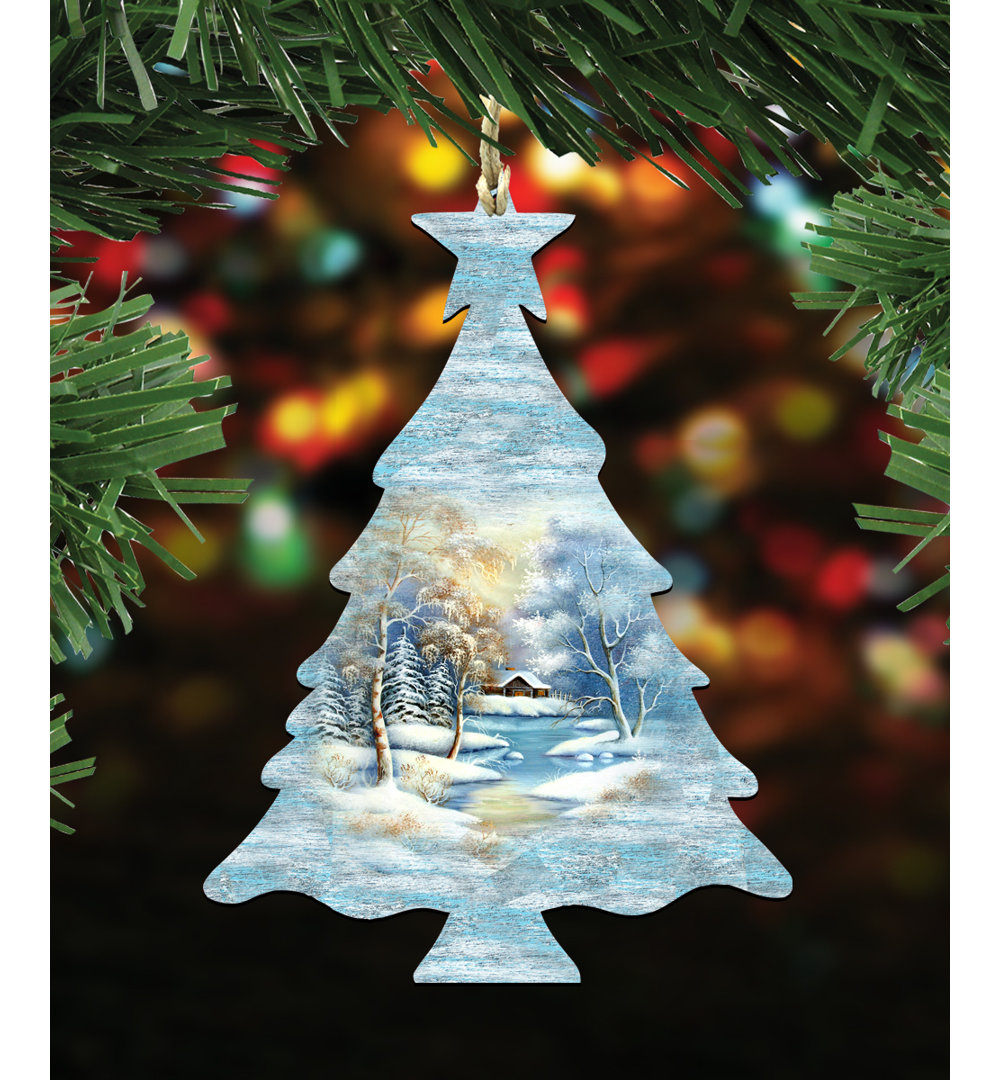 5'' Handmade Wood Shatterproof Hanging Figurine Ornament (Set of 3) The Holiday Aisle®