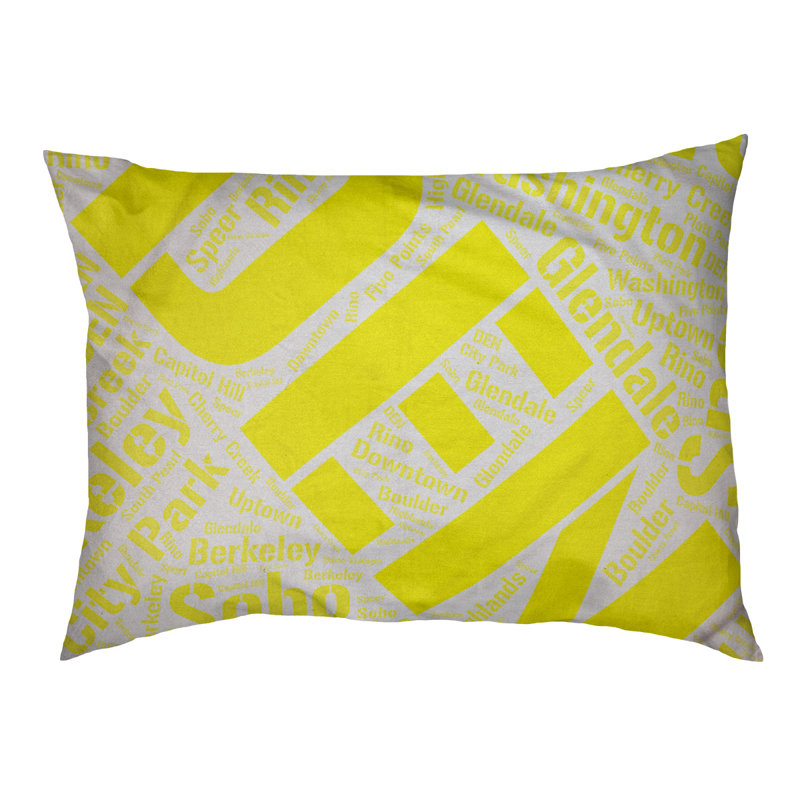 Coussin de chien « districts », Moyen (H 9,5 po x l 28 po x P 18 po), Jaune, Denver