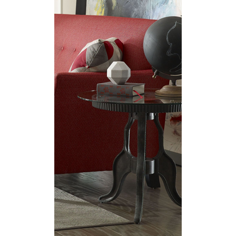 Table de bout en verre à piédestal