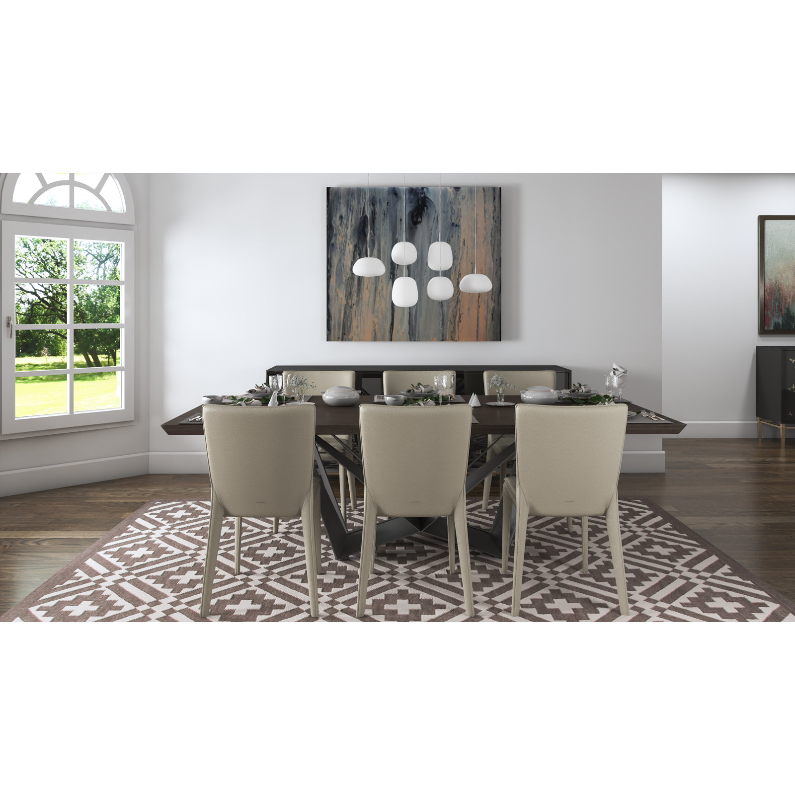 Hughie 6 Light Glass Dimmable LED Pendant