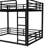 Metal Bunk Bed, Full over Full Floor Bunk Bed Frame,Heavy-Duty Bunk Bed for Kids, Teens, Adults, Noise-reduced Design, Black-1999044880