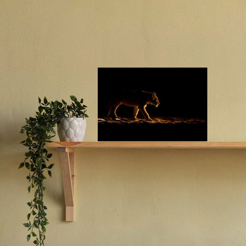 Golden Lioness Dramatic Abstract Contemporary Cat Lion Wildlife Landscape Wall Art Print, 40.64cm H x 60.96cm W