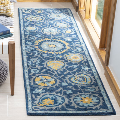 Tapis bleu en laine touffeté à la main Dipietro