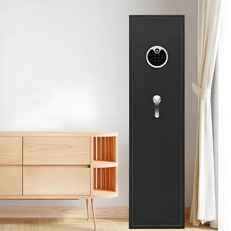 Coffre-fort pour armes à feu 5 à 6, accès rapide avec clavier rétro-éclairé, verrou pour armes à feu et fusils, grande armoire avec tablettes amovibles et supports réglables