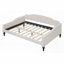 Lit de jour double capitonné avec structure et tissu beige (aucun sommier requis)