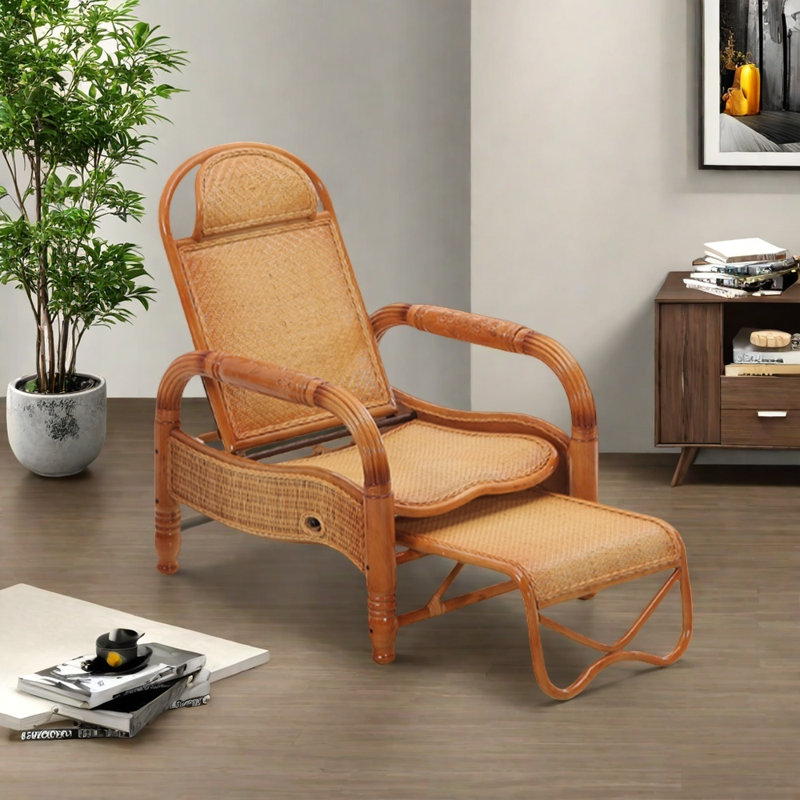 Selected eco-friendly rattan and wood lounge chair