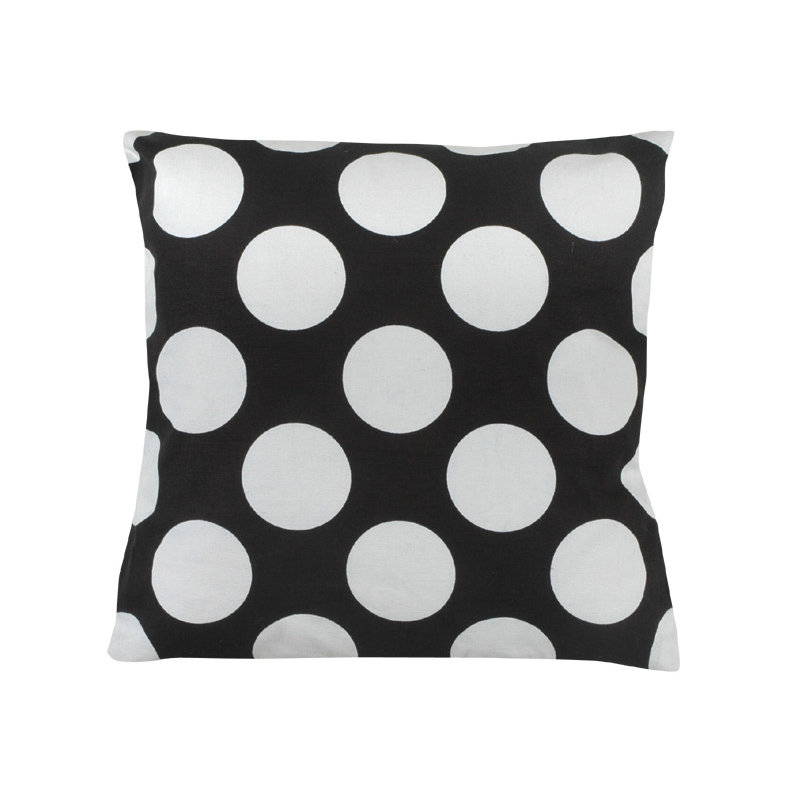 Rosemary Polka Dot 100% Cotton Throw Pillow, Black