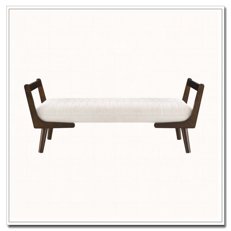 52" Upholstered Bench, Beige Chenille