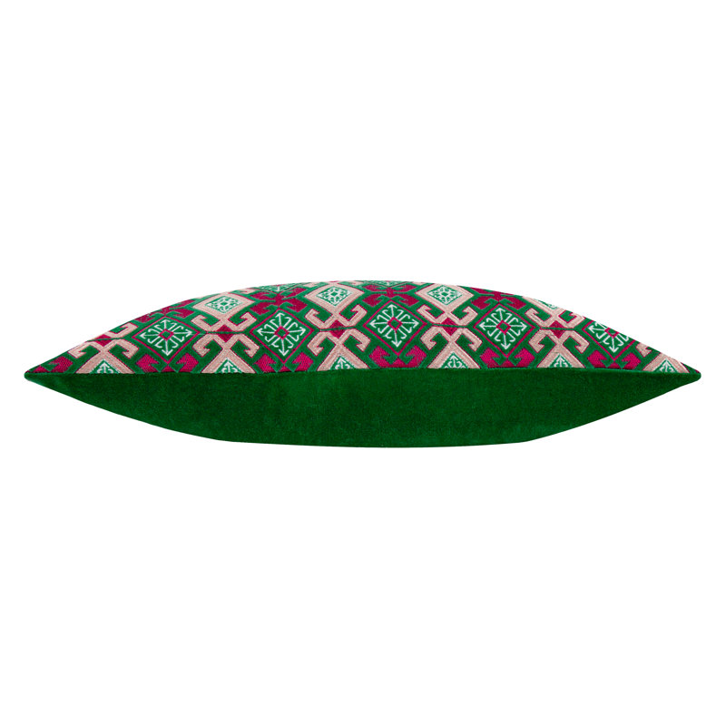 Laurel Geometric Rectangular Throw Cushion, Green/Pink Geometric