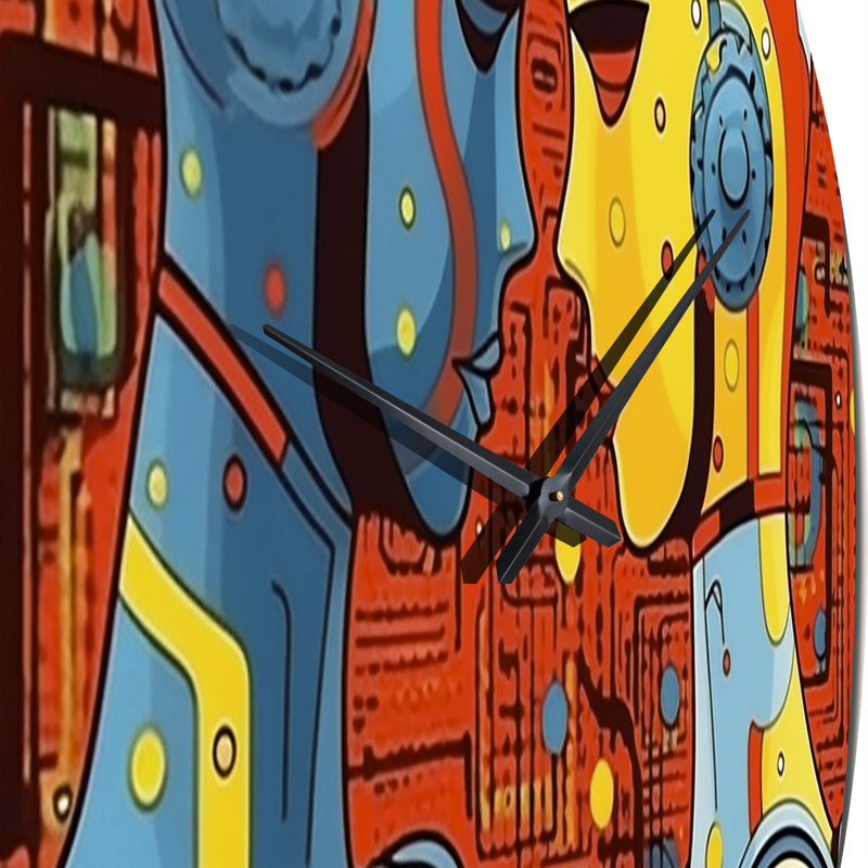 Horloge murale en métal Retro Robot Couple In Love I, Grand