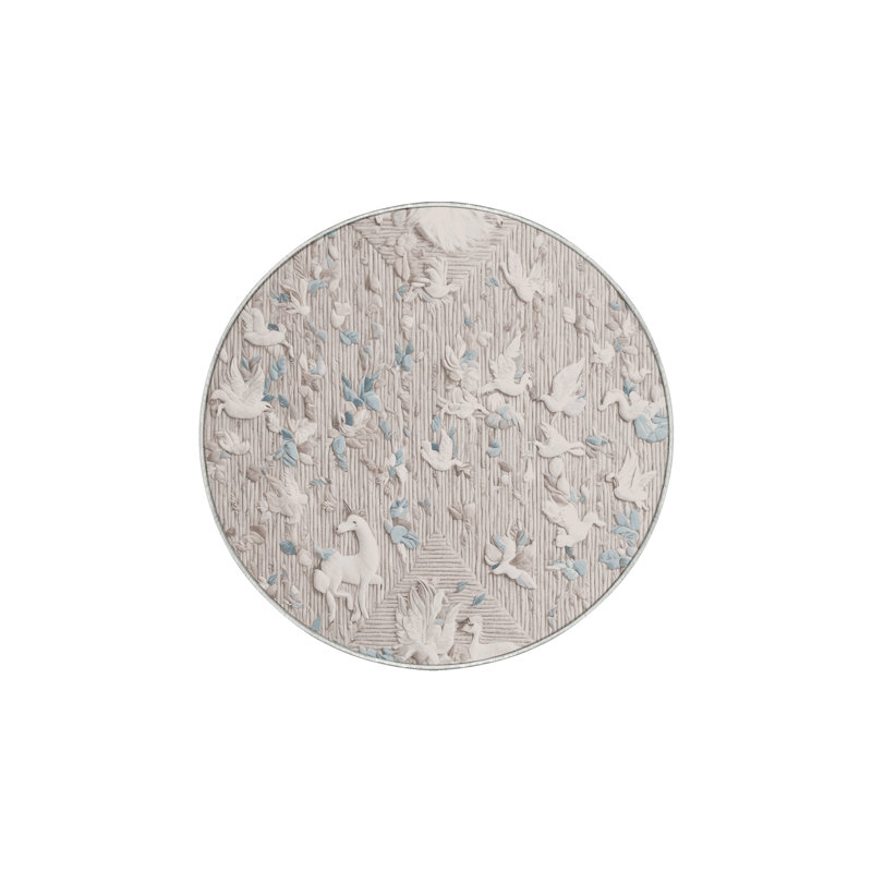Machine Washable Beige Area Rug, Round 3'