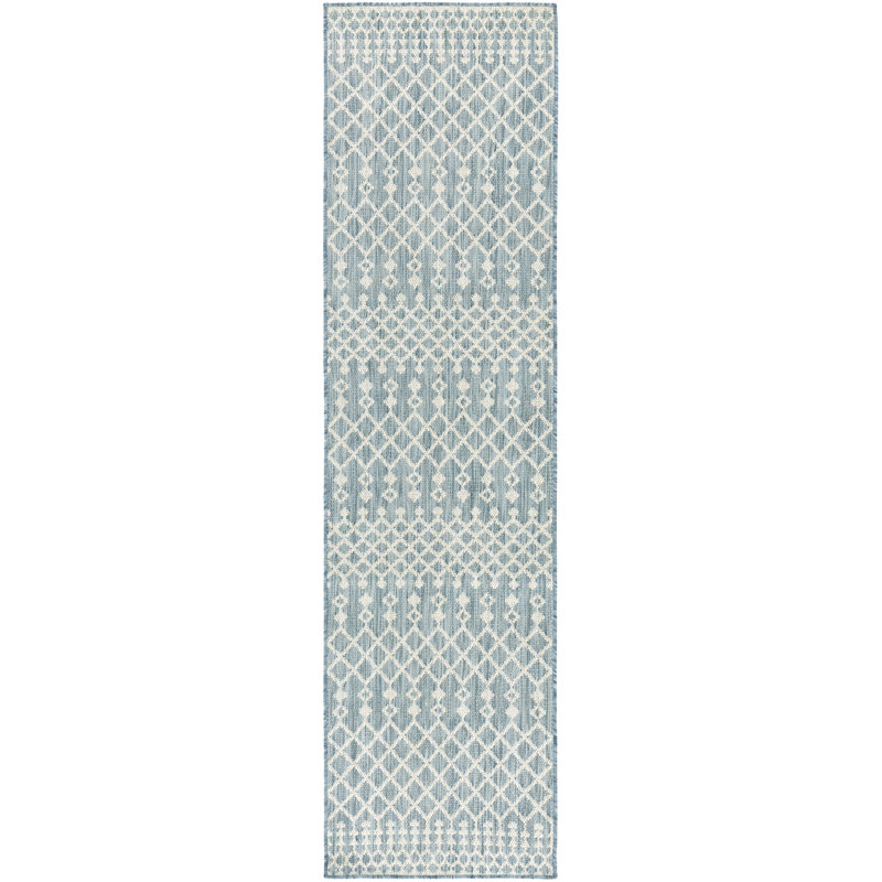 Robbs Rectangle Indoor/Outdoor Area Rug, Aqua/Blue, Runner 2'2" x 8'