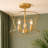 3-Light Modern Drum Cage Semi-Flush Mount Ceiling Light, Dark Gold Finish, Bedroom