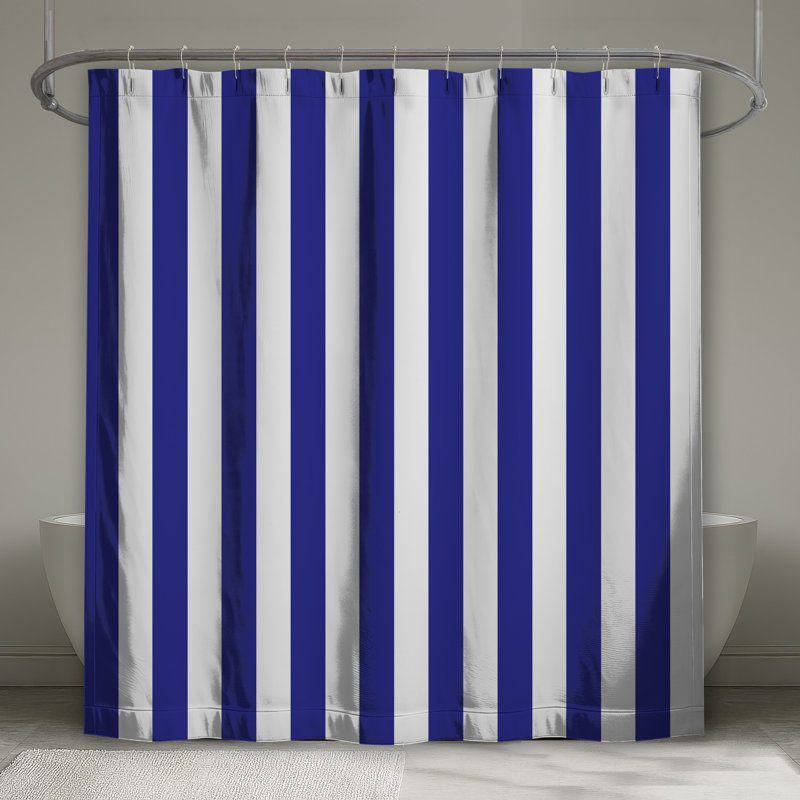 Blue White Stripes Shower Curtains Extra Long, 70in W x 84in H
