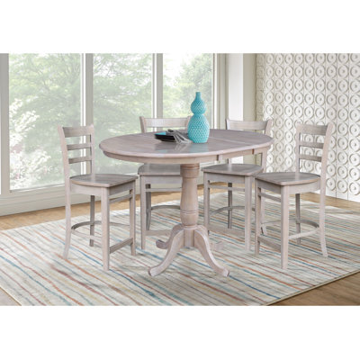 Ensemble de salle à manger à hauteur de comptoir en bois massif extensible