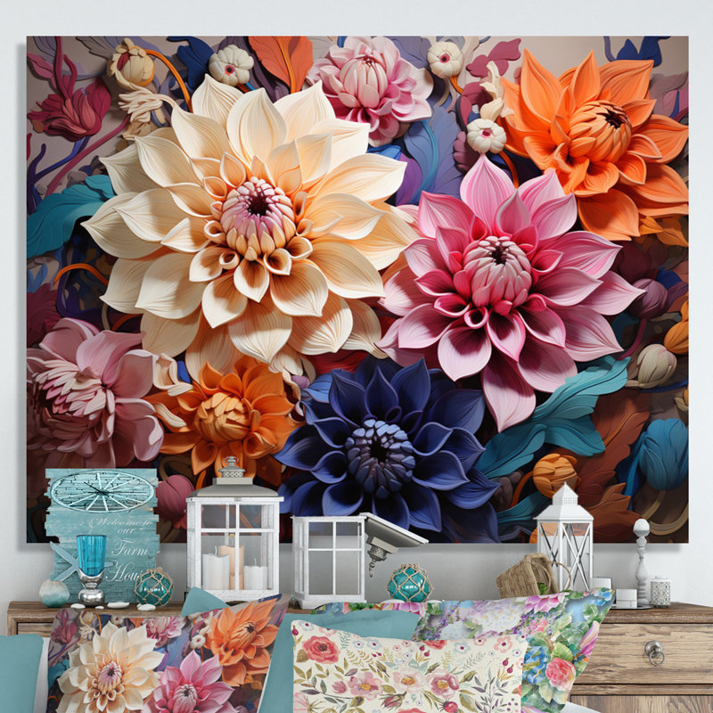 «Dahlia Dreams I» sur toile, H 24 po x l 32 po x P 1 po, Toile tendue