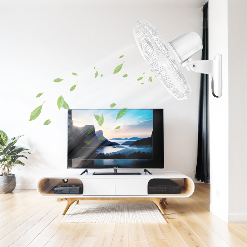 16 in. White Digital Wall Mount Fan with Remote Control 3-Speed-3 Oscillating Modes 72 in. Power Cord, ETL Certified