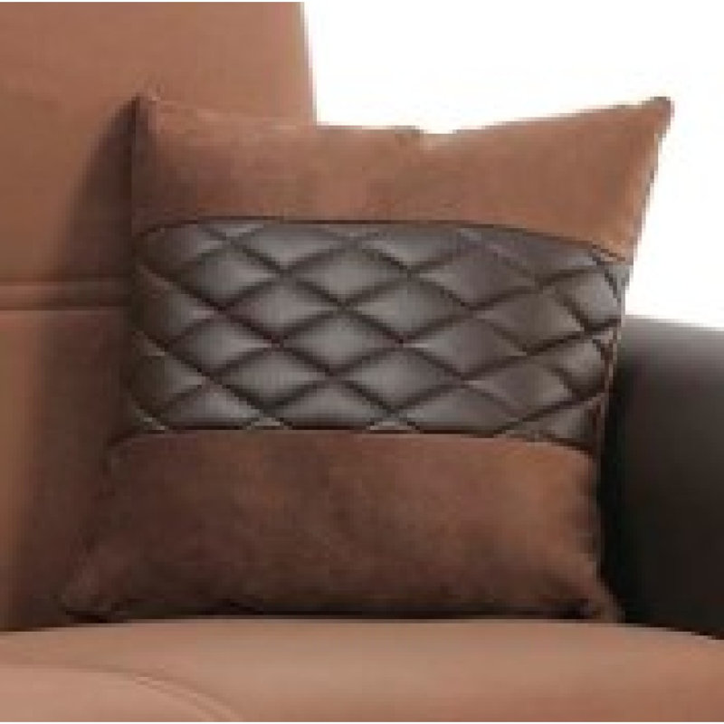 Sara Fabric Upholstered 3-in-1 Sleeper Sofa Bed with Storage, Brown/Burnt Orange Polyester, 36.61"H x 87.79"W x 33.46"D