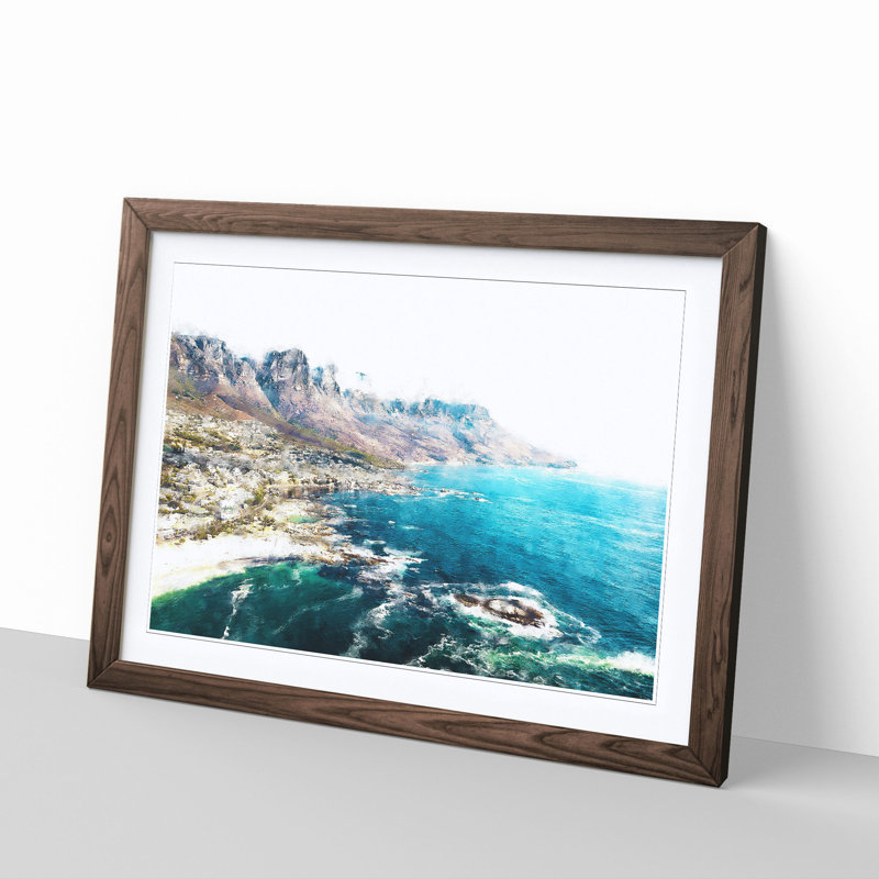 Cape Town in South Africa - Picture Frame Graphic Art Print, 33cm H x 45cm W x 2cm D, Walnut Framed