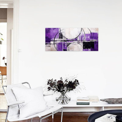 Abstrait, reproduction d'art sur toile, 3 pièces, images géométriques mauves et grises pour le salon, décor de chambre à coucher encadré