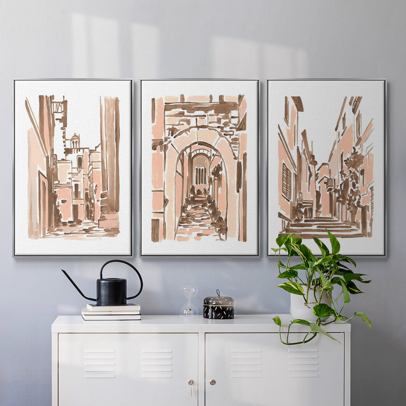 Blush Architecture Study I 3 pièces, Argent, H 27 po x l 54 po