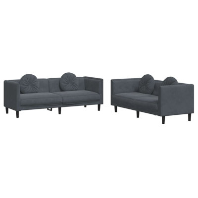 Mercer41 2 Piece Sofa Set With Pillows Velvet