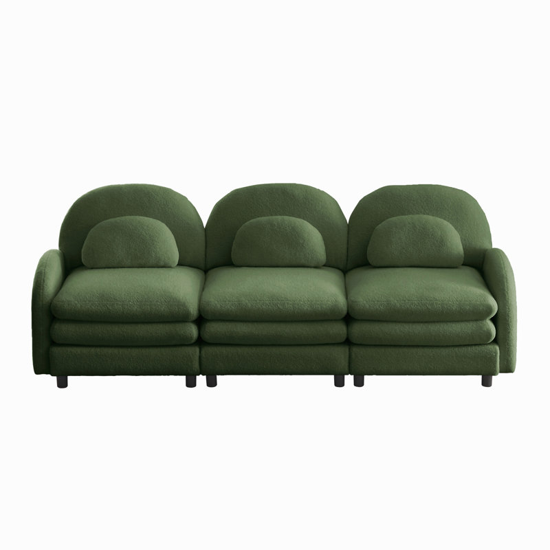 Canapé 3 places Teddy, L 98,2 po, Ours en peluche vert