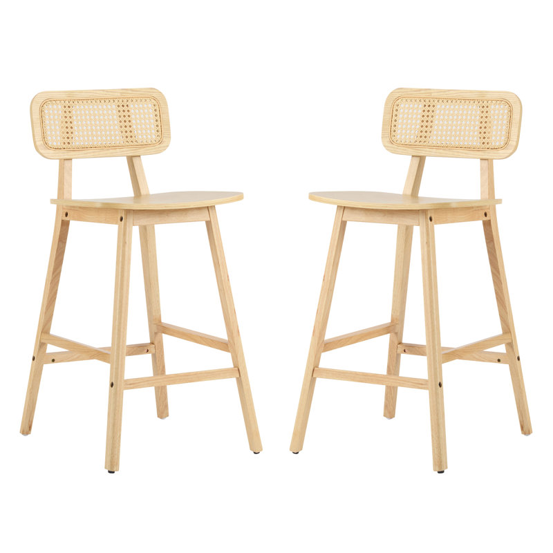 Ensemble de 2 chaises tabouret d'intérieur en bois, Naturel