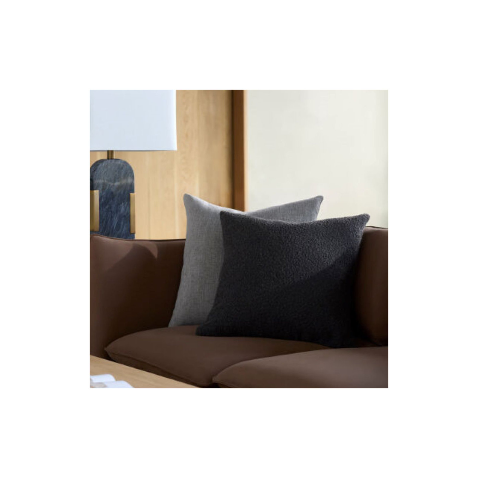 Amalfi Boucle Throw Pillow, Down, 20" x 20", Dark Brown