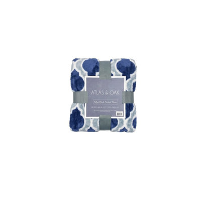 50" X 60" Ultra Plush Printed Throw Dark Blue