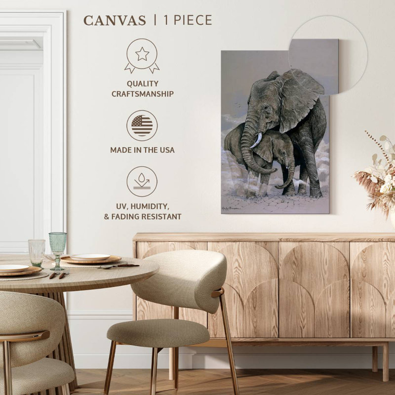 Maman et bébé éléphant, H 30 po x l 20 po