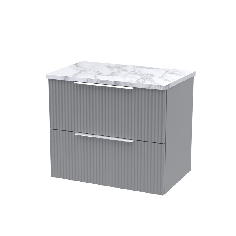 Fluted 60.5cm Single Bathroom Vanity Base Only, Satin Grey