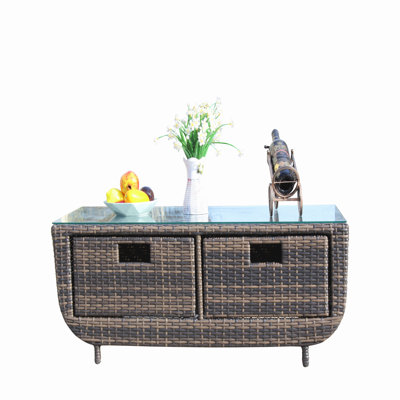 Outdoor Coffee Table With Tempered Glass