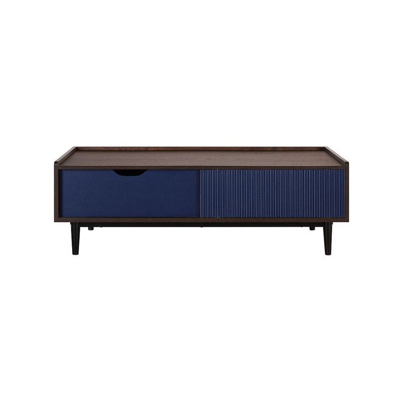 Duane Dark Brown and Navy Blue Wood and Metal Coffee Table with Storage