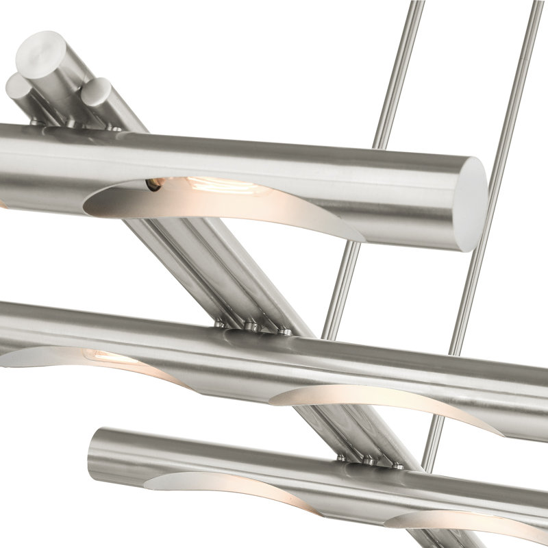 Clearlake 10 - Light Satin Black Kitchen Island Pendant, Brushed Nickel