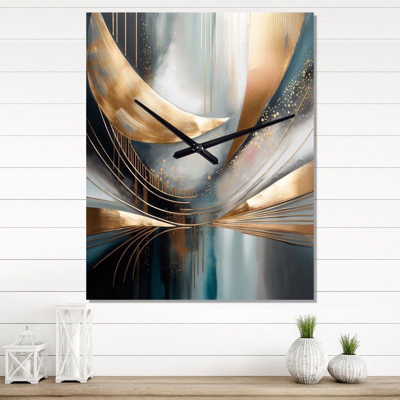 Jaasir - Horloge murale abstraite en marbre, H 40 po x l 30 po x P 1 po