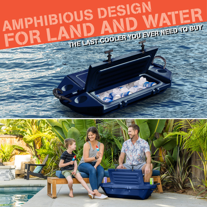 CUDDY Floating Cooler and Dry Storage Vessel for Land & Water – 40QT– Great for River, Beach, Kayak, Pool, & Lake - Navy
