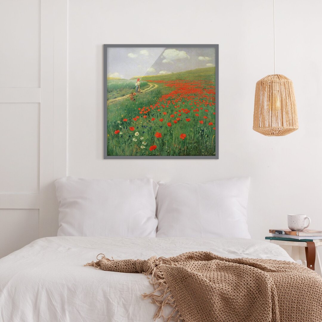 Gerahmter Kunstdruck Summer Landscape with Poppies in Bloom von Pál Szinyei-Merse