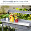 Table de rempotage pour l'extérieur, poste de travail de jardin gris avec tiroir, banc galvanisé, espace de rangement fermé,