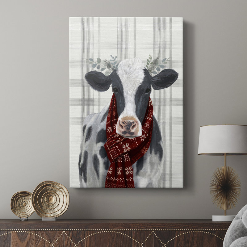 Yuletide Cow I - galerie personnalisée enveloppée Cavas, H 36 po x l 24 po