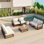 Ensemble de canapé modulaire de patio en métal 7 pièces Modern Modern