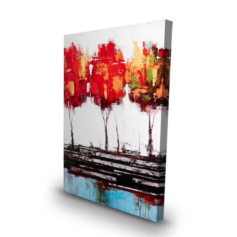 Arbres abstraits de style industriel - décor de bureau moderne en toile