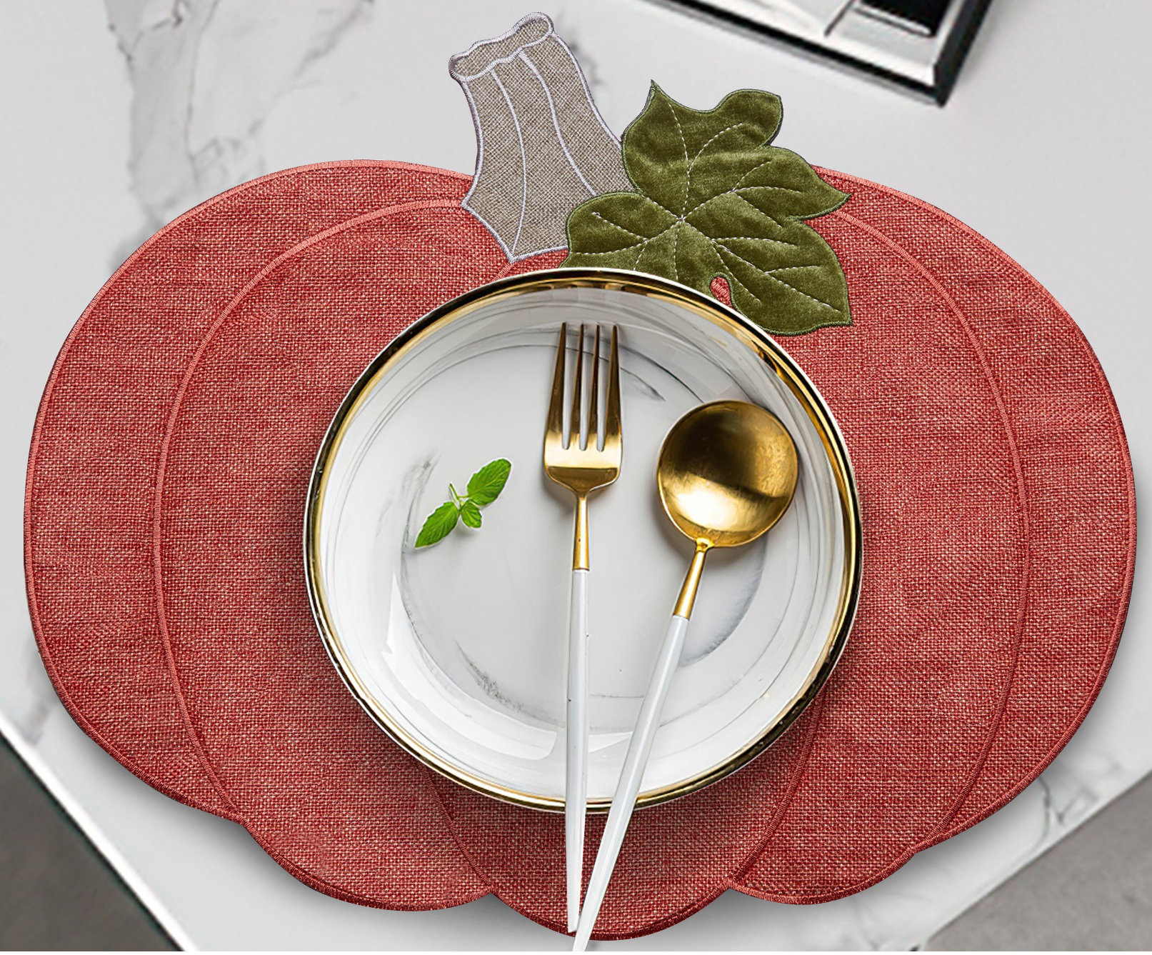 Rosalind Wheeler Asherton Thanksgiving Harvest Fall Pumpkin 4 Piece Placemat Set & Reviews | Wayfair