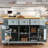 53Inch Large Kitchen Island With Drop Leaf,Power Outlet,Door Internal Storage Rack,Rolling Kitchen Cart On 5 Wheels With 5 Open Side Racks For Kitchen,Dining Room(Not Include Bar Stools)-1385300291