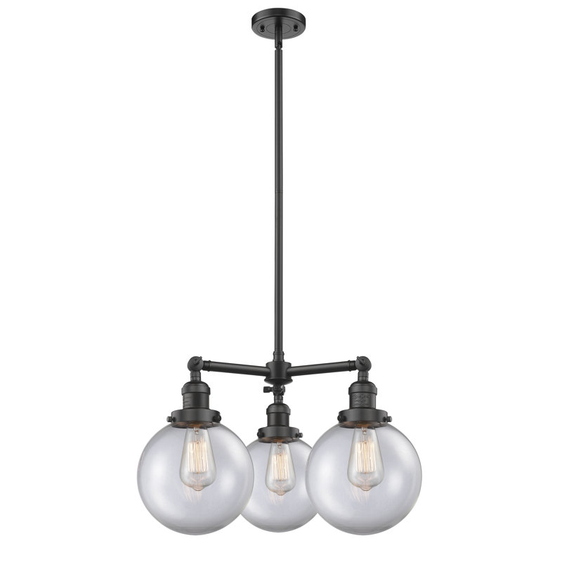 Lustre classique à 3 lumières avec abat-jour Zarmayr, Chrome poli, Ampoule non incluse, Transparent