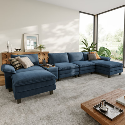 Canapé modulaire en U surdimensionné en velours côtelé de 172 po avec rangement Colbey